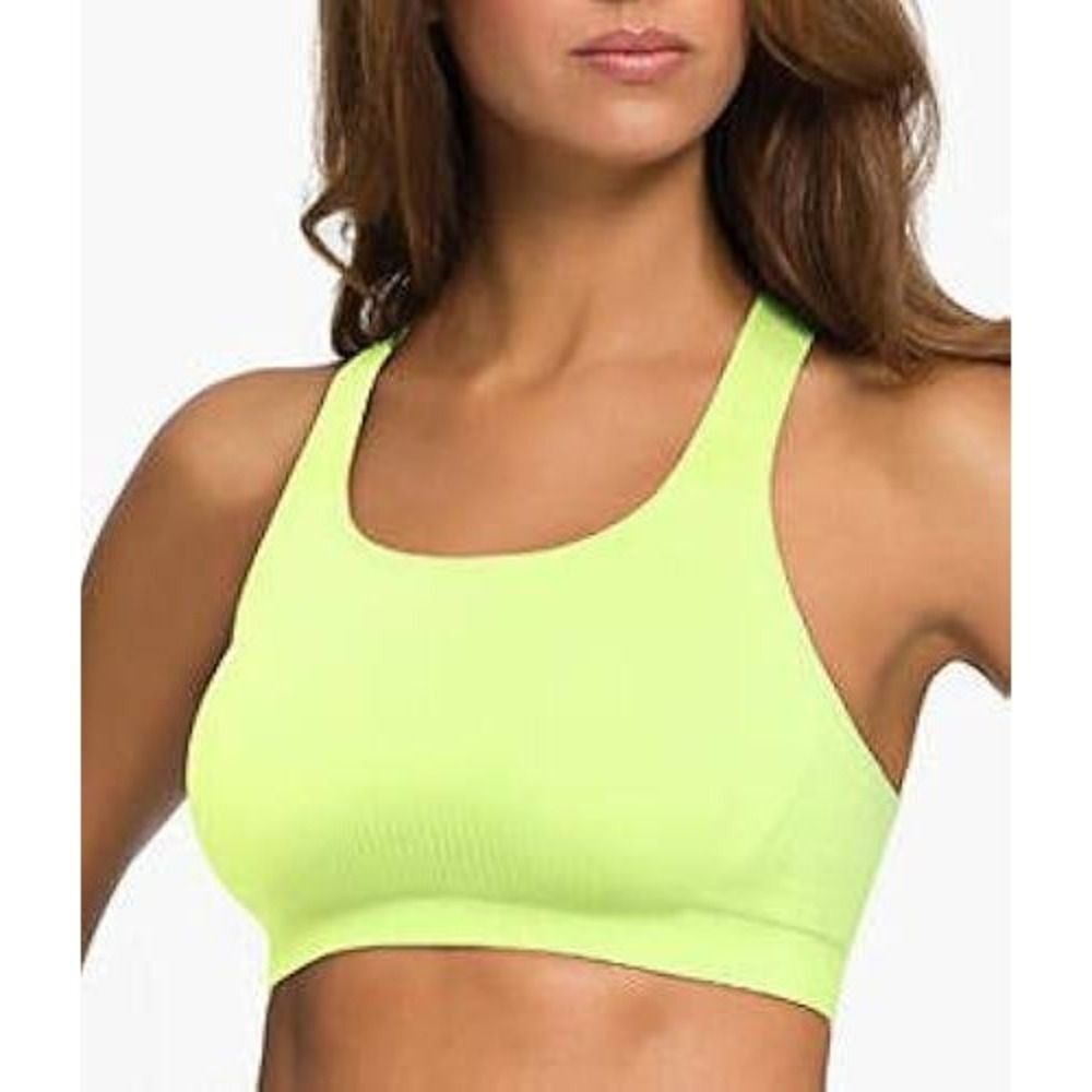 Wacoal XL Sports Bra Neon Green Racerback Seamless Comfort Activewear Workout